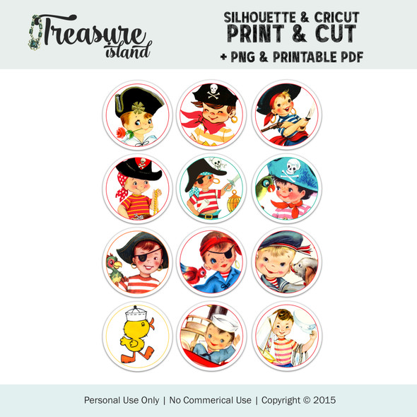 Digital + Print & Cut | Treasure Island Pirate 2 inch Circles