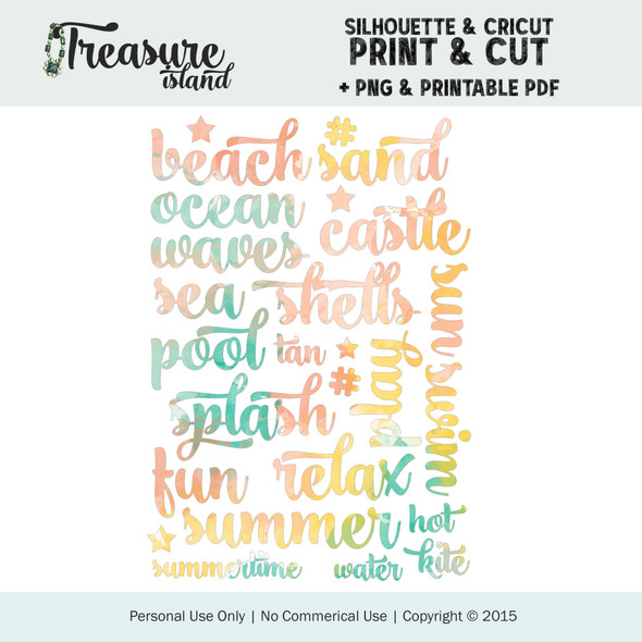 Digital + Print & Cut | Beach Words