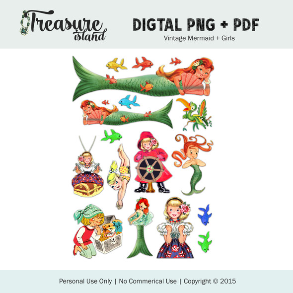 Digital | Treasure Island Vintage Mermaids