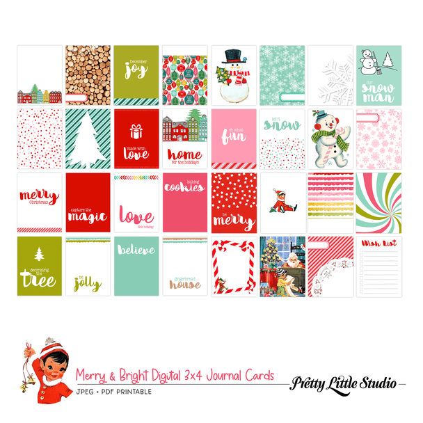 Digital | Merry & Bright Be Merry Journal 3x4 Cards