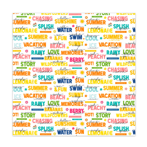 Colorful Summer Word Titles 12x12 patterned paper