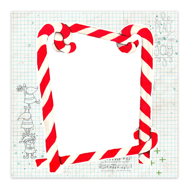 Candy Cane Frame 12x12 Scrapbooking Paper