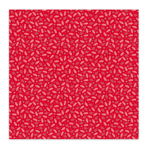 Red Christmas Floral 12x12 Scrapbooking Paper