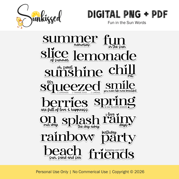 Digital | Fun in the Sun Words