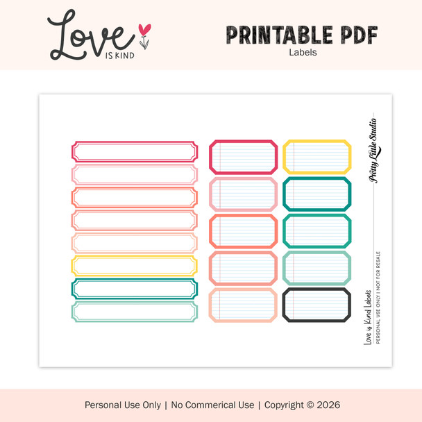Printable | Love is Kind Labels