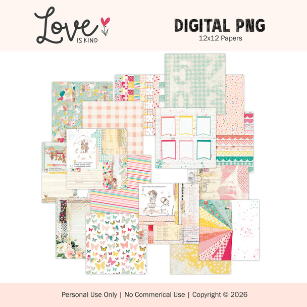 Digital | Love is Kind 12x12 Paper Set #1