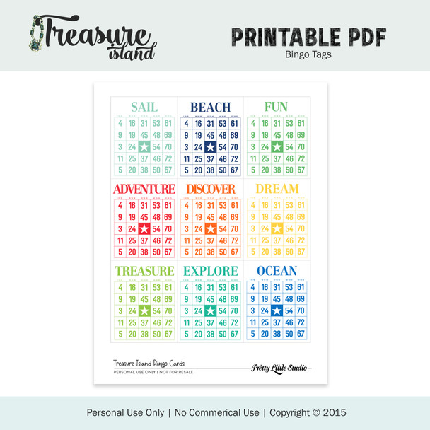 Printable | Treasure Island Bingo Tags