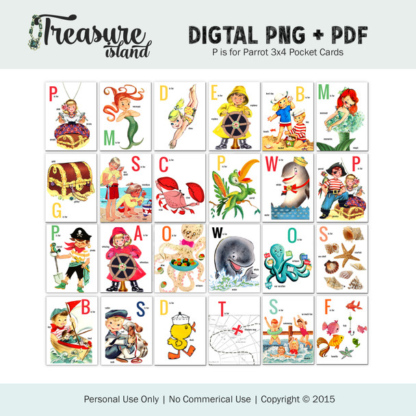 Digital |  P is for Parrot 3x4 Pocket Cards