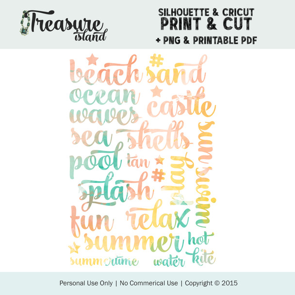 Digital + Print & Cut | Beach Words