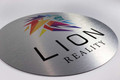 Company Branded Round Podium Sign and Metal Prints