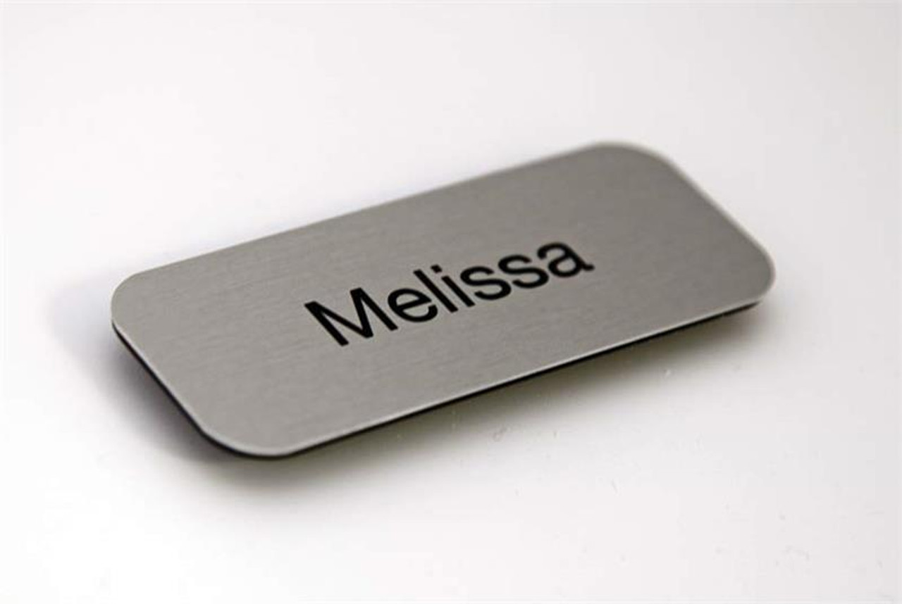 Custom Name Tags with Logo - Stainless Steel Engraved Name Tags