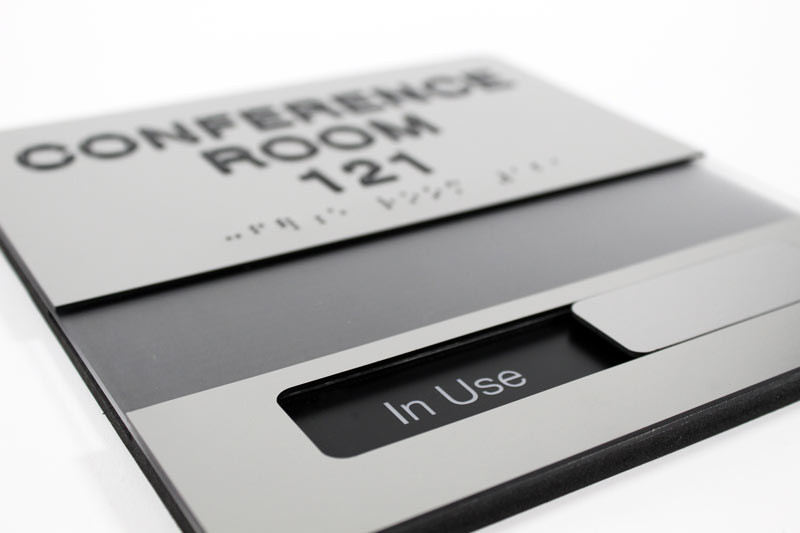 ADA Conference Room Sign with Insert and Sliding Room Availability