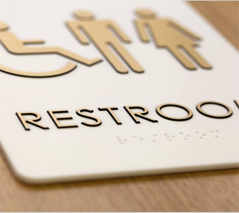 Premium Gold ADA Restroom Signs | Braille Bathroom Sign