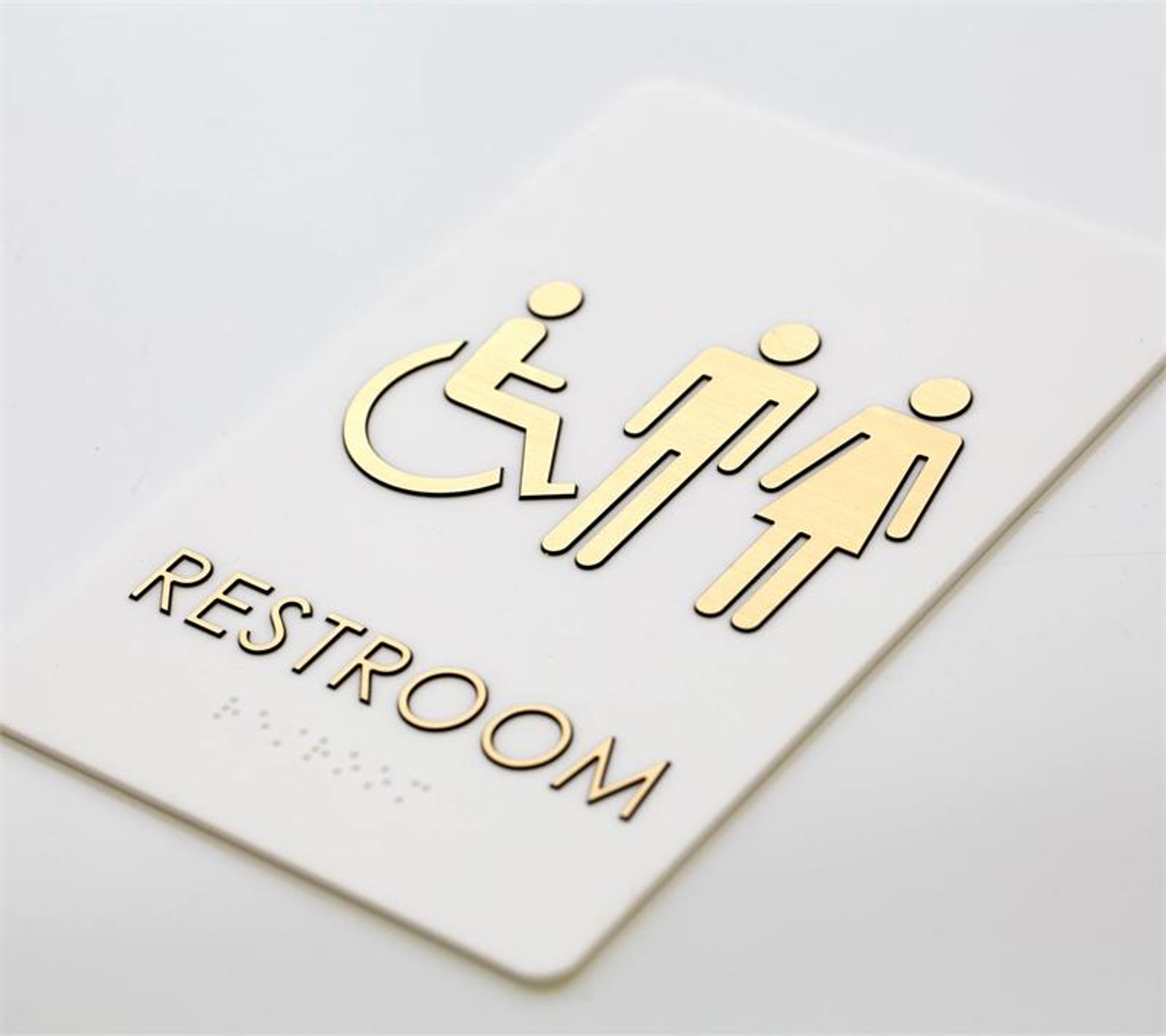 Premium Gold ADA Restroom Signs Braille Bathroom Sign