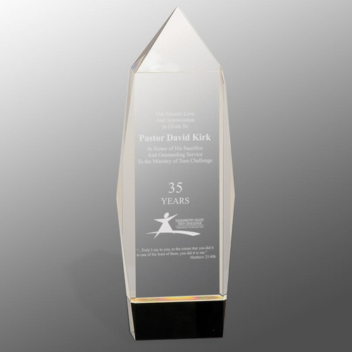 Multi-faceted Crystal Award with Black Base