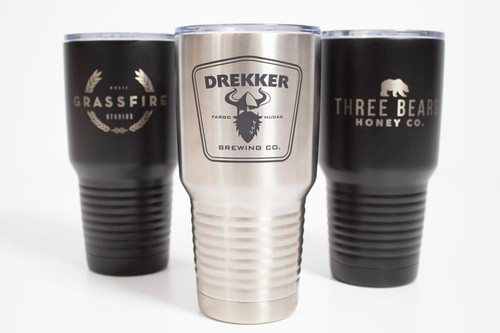 Laser Engraved Custom Mugs in Stainless Steel or Matte Black