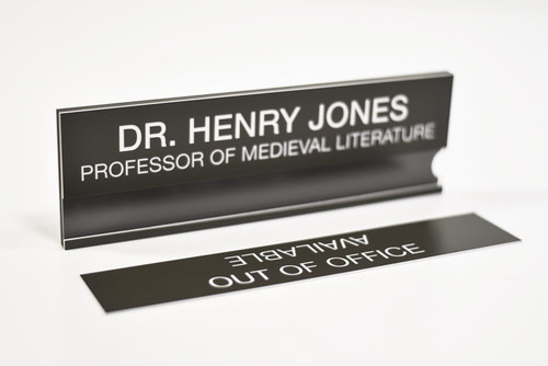 Lensed Window Office Signs with Rotating Insert | Custom Door Signs