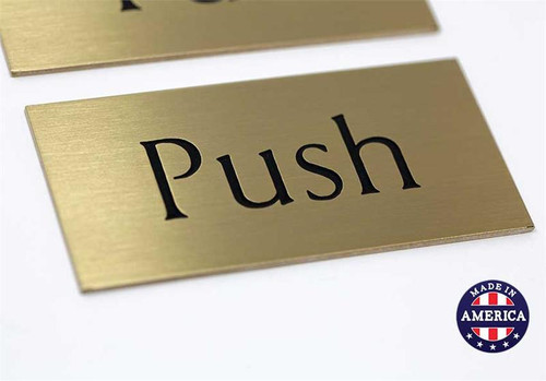 Office Push Pull Signs in Solid Brass