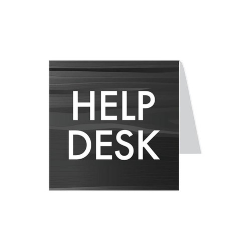 Help Desk Tent Sign and laser engraved signs