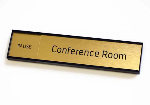 Laser Engraved Sliding Sign with Left and Right Availability Text and Custom Top Plate