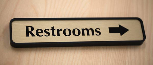 9" x 2" Restroom Directional Sign
