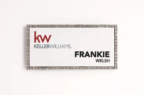 Jewel framed name tags and badges for those who need to stand out