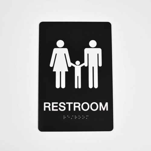 ADA Compliant Family Bathroom Sign with Grade 2 Braille and Tactile Lettering