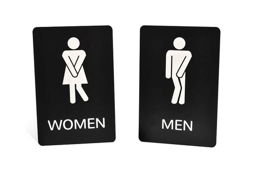 Funny Restrooms Signs with Engraved Text & Graphics
