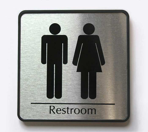 Brushed Metal Restroom Signs and Office Signs