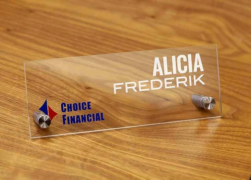 Acrylic desk name plates and desk signs