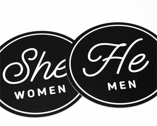 He & She Restroom Signs - Set of 2 Signs