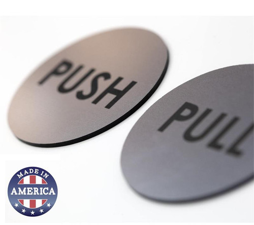 Round Engraved Push Pull Door Signs