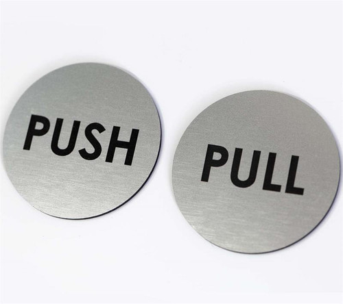 Round Engraved Push Pull Door Signs