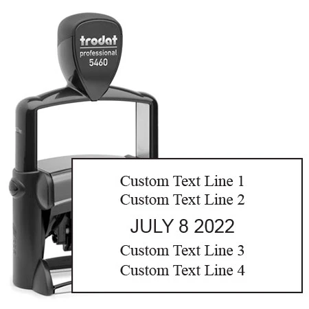 Trodat Professional 5460 Self Inking Dater Stamp with Custom Text Area