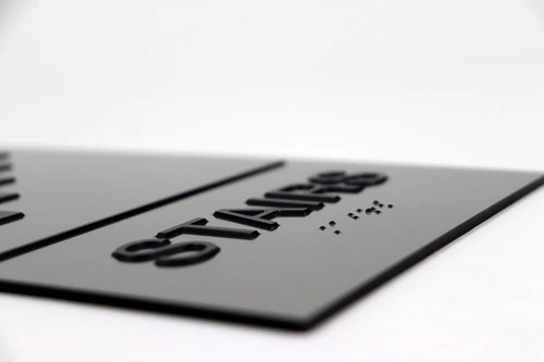 ADA Braille Sign with Stairs Graphic