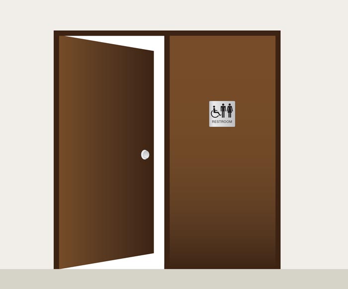 ada sign installation example for double door with one leaf