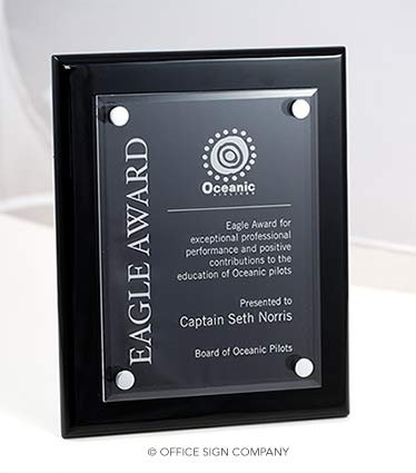 Retirement Plaque, Floating Acrylic Plaque Award, Gloss Finish Wood,  Achievement Award, Graduation Award, Employee Recognition Plaque 