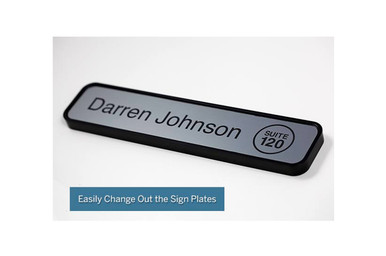Engraved Employee Office Signs | Interchangeable Name Plates in Silver