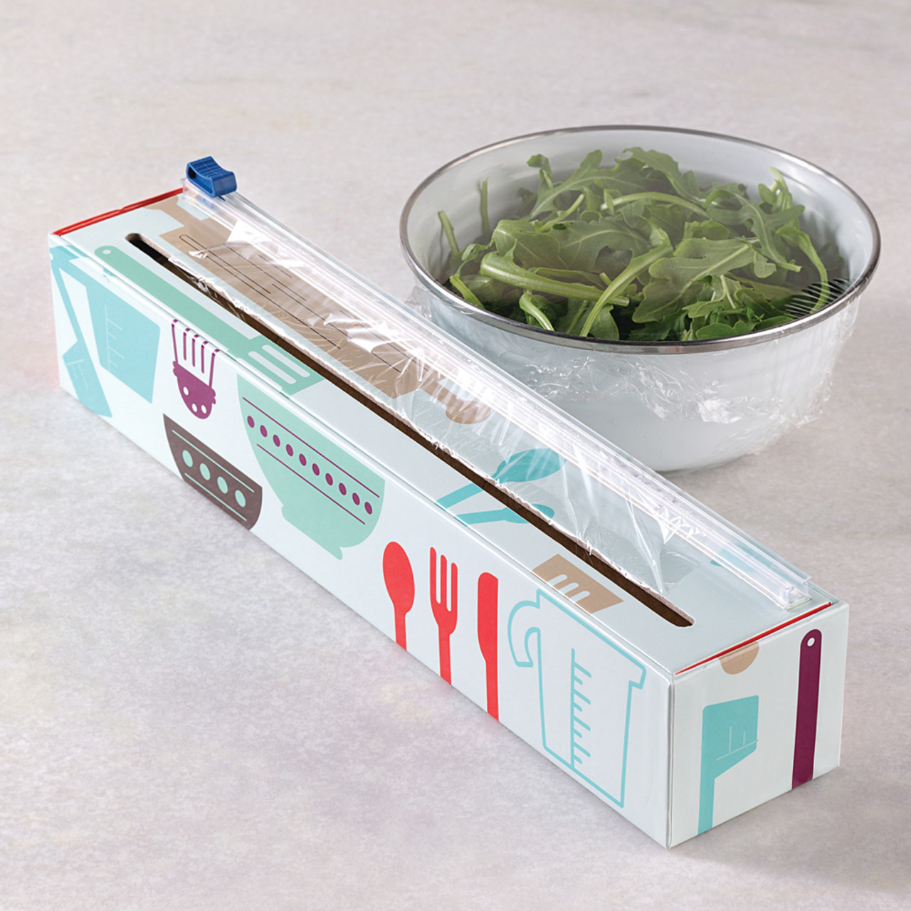 24 Plastic Wrap Food Dispenser Box with Slide Cutter