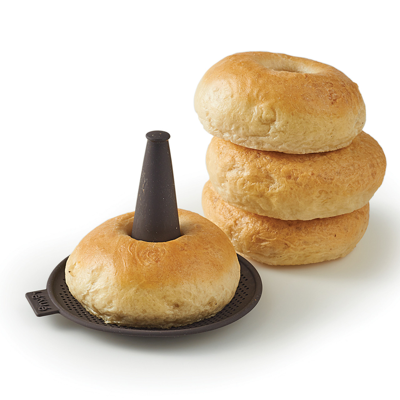 LEKUE Bagel Maker With 6 Individual Molds Brown for sale online