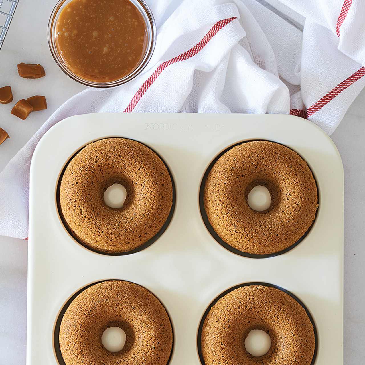 Two KitchenAid Bakeware 6 Doughnut Pan 7”x10.5” Non-stick Traybake
