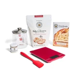 A to Z Sourdough Set including Red Glass Kitchen Scale, red Spectacular Spatula, Glass Sourdough Crock with silver lid, Sourdough Starter, and Sourdough Tips and Recipes Guide