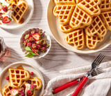 Heart Shaped Belgian Waffles made with Sweetheart Stovetop Belgian Waffle Maker