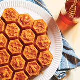 Yellow honeycomb cake made with Golden Yellow Cake Mix and Honeycomb Pan Set