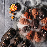cakes made with Haunted Skull Cakelette Pan, image opens a dialog.
