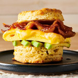 Sky High Herb Cheese Biscuits breakfast sandwich made with  Pull-Apart Garlic Bread mix
