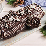 Gluten-free Bûche de Noël cake made with Bûche de Noël Pan and Gluten-Free Chocolate Cake Mix set