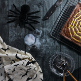 Spider web brownies with Spooky Bats Kitchen Towel