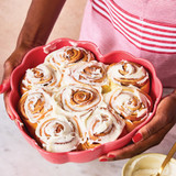 Cinnamon Buns made in the Madeleine Heart Pan using the Cinnamon Bun Mix & Madeleine Heart Pan Set