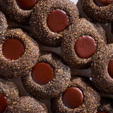 chocolate molasses thumbprint cookies